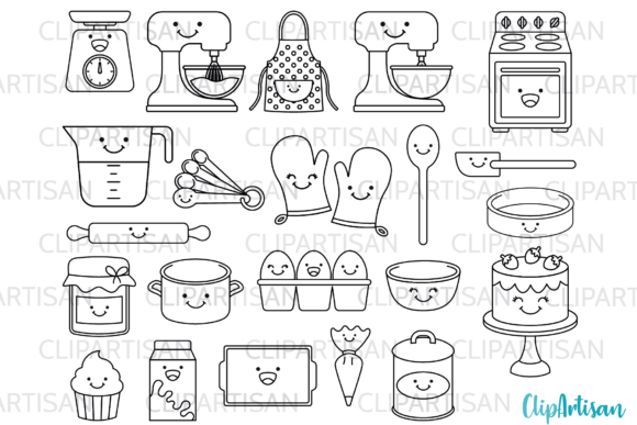 Download Kawaii Baking Digital Stamps, Bakery - Premium Resources