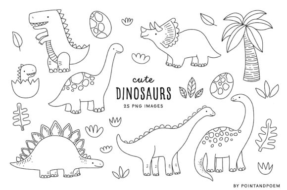 Download Cute Dinosaur Clipart Digital Stamps - Premium Bundle