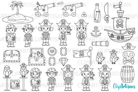 Download Pirate Clip Art, Pirates Digital Stamps - Premium Bundle