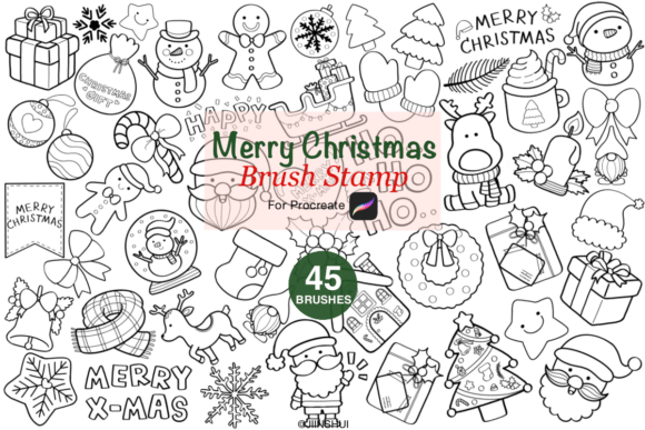 Download Christmas Brush Stamp for Procreate - Christmas brush Collection