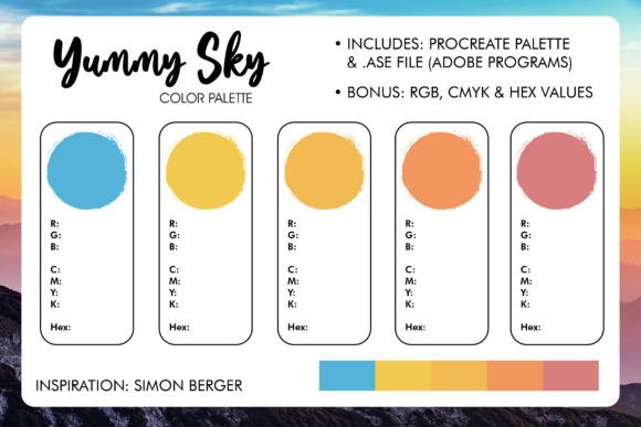 Download Yummy Sky Procreate Color Palette - Procreate color palette Collection