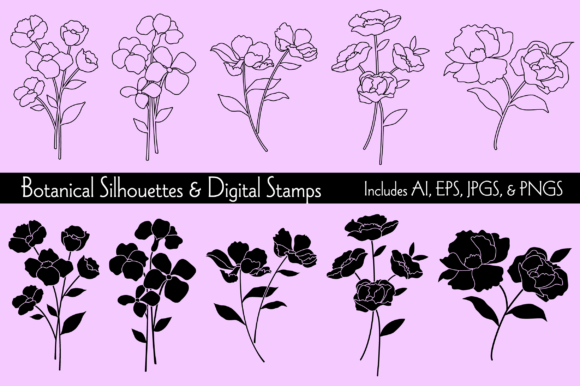 Download Botanical Silhouettes &amp; Digital Stamps - Premium Resources