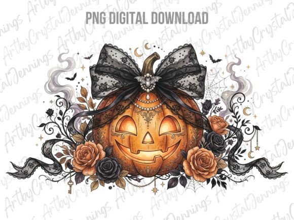 Download Gothic Coquette Pumpkin Halloween PNG - Pumpkin Collection